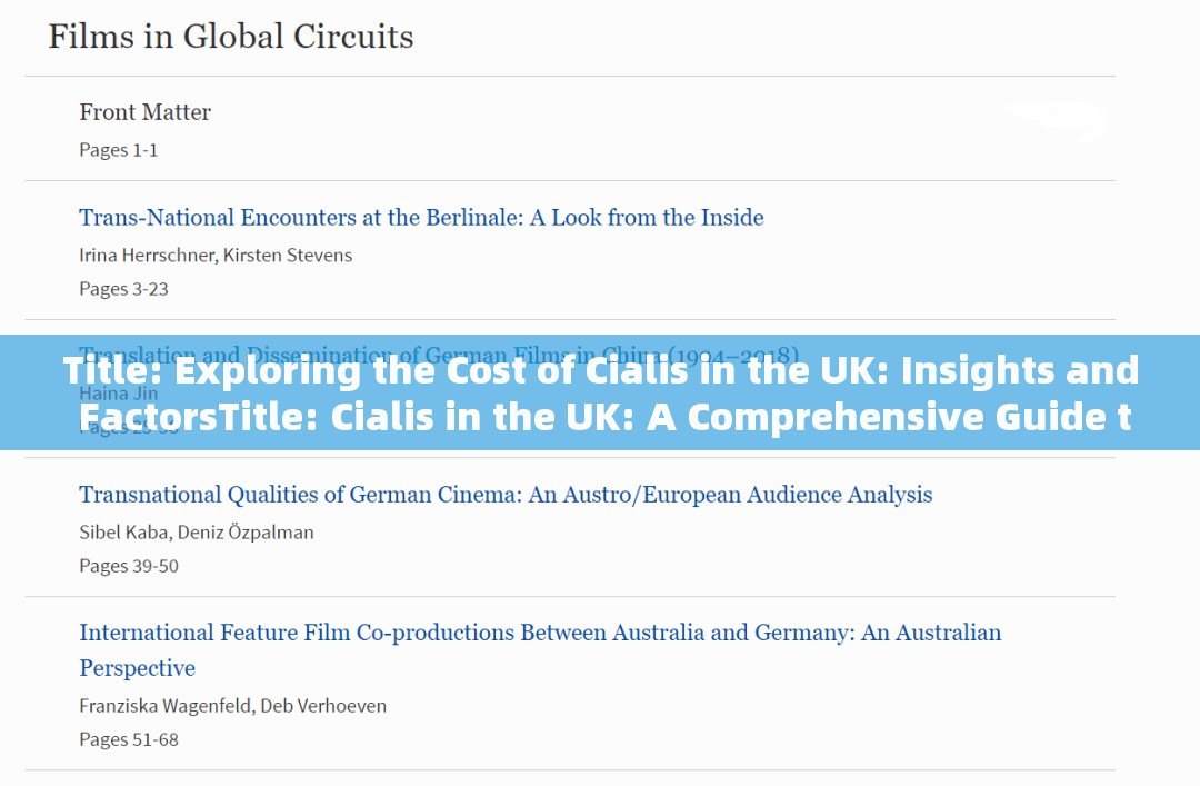 Title: Exploring the Cost of Cialis in the UK: Insights and FactorsTitle: Cialis in the UK: A Comprehensive Guide to Cost, Availability, and More